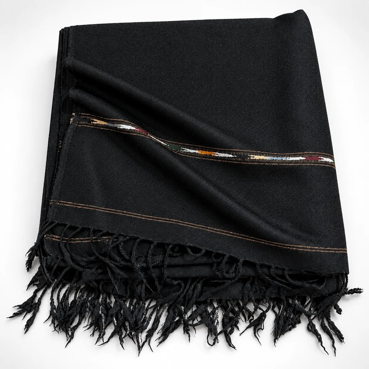 Lightweight Imported Wool Black Shawl, 700 gm