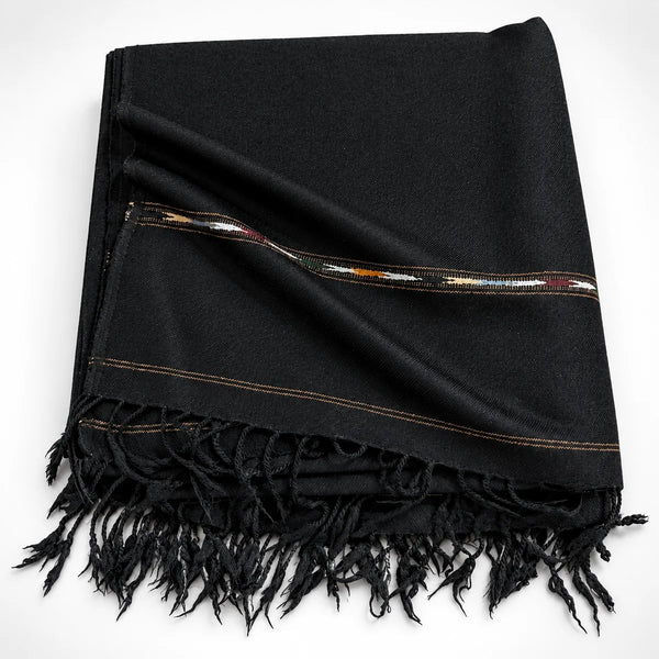 Lightweight Imported Wool Black Shawl, 700 gm