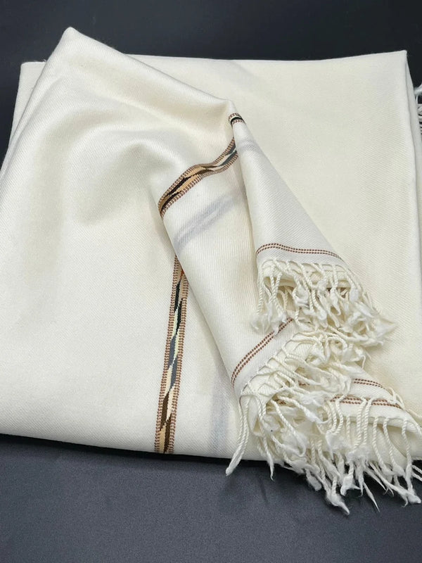 Premium White Wool Shawl for Men
