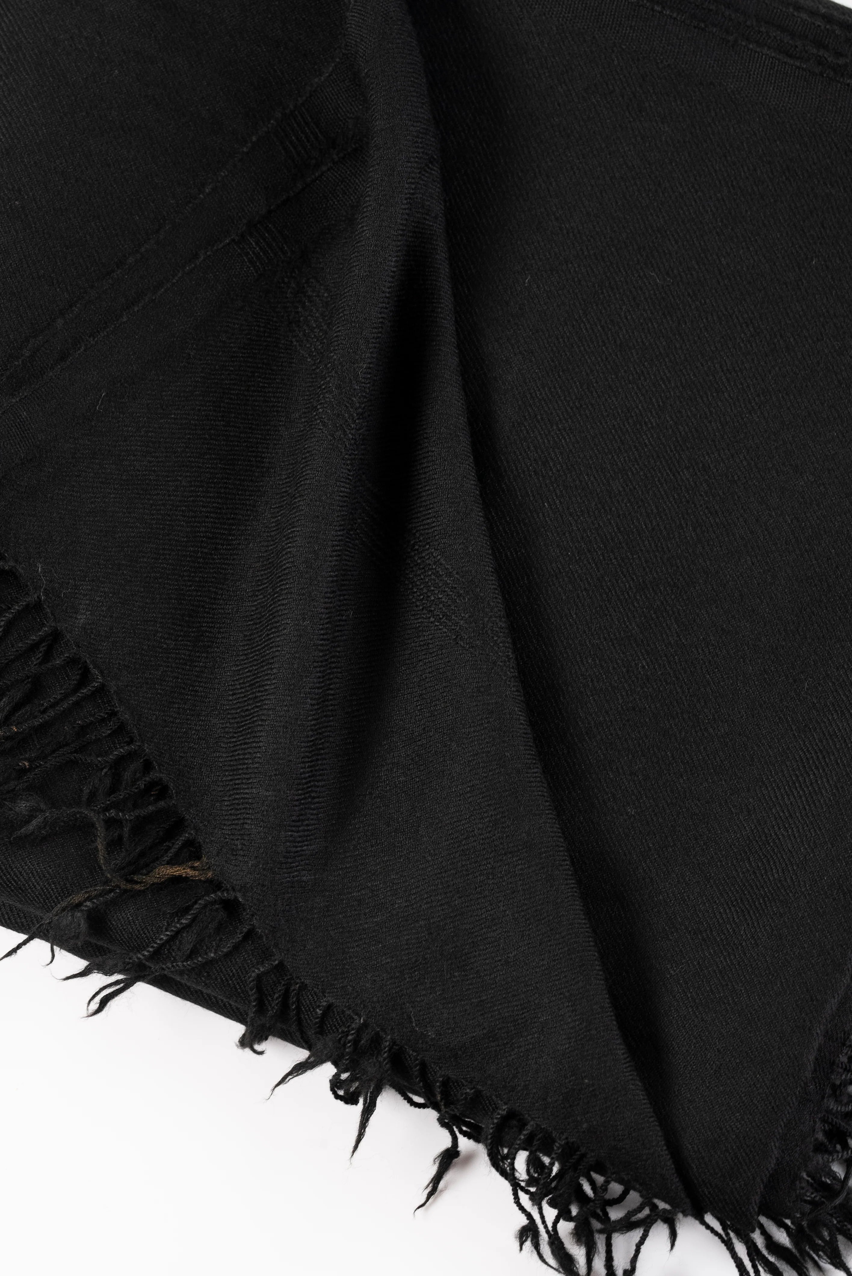 Plain Black Wool Shawl for Men