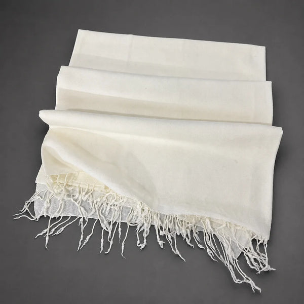 Ladies Plain White Wool Shawl