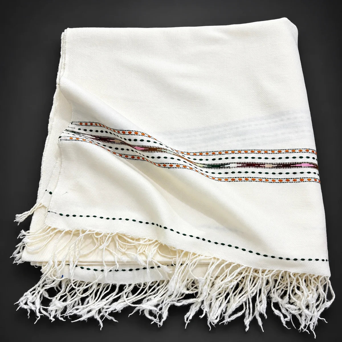 Lightweight Imported Wool White Shawl, 700 gm