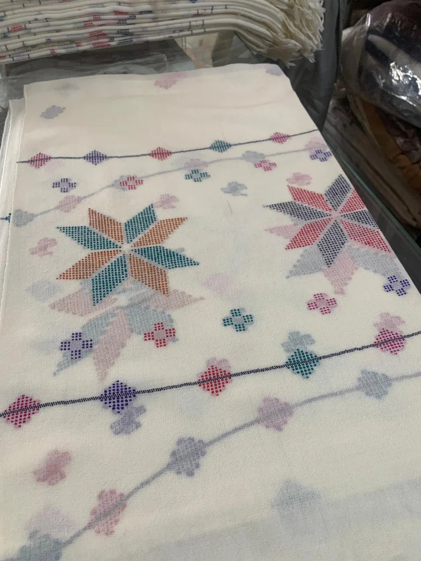 Floral Pashmina Wool Shawl for Women
