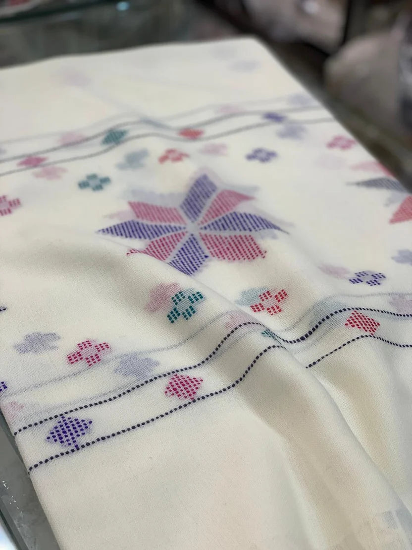 Floral Pashmina Wool Shawl for Women