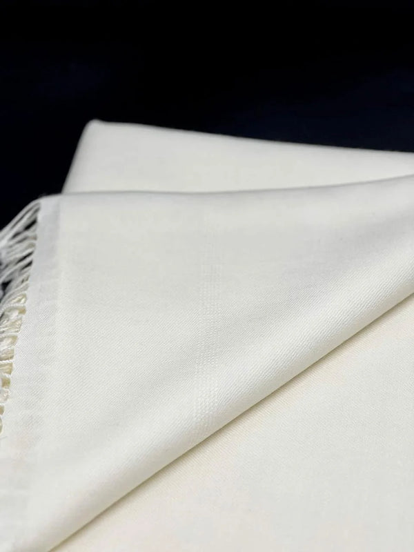 Plain White Wool Shawl for Men