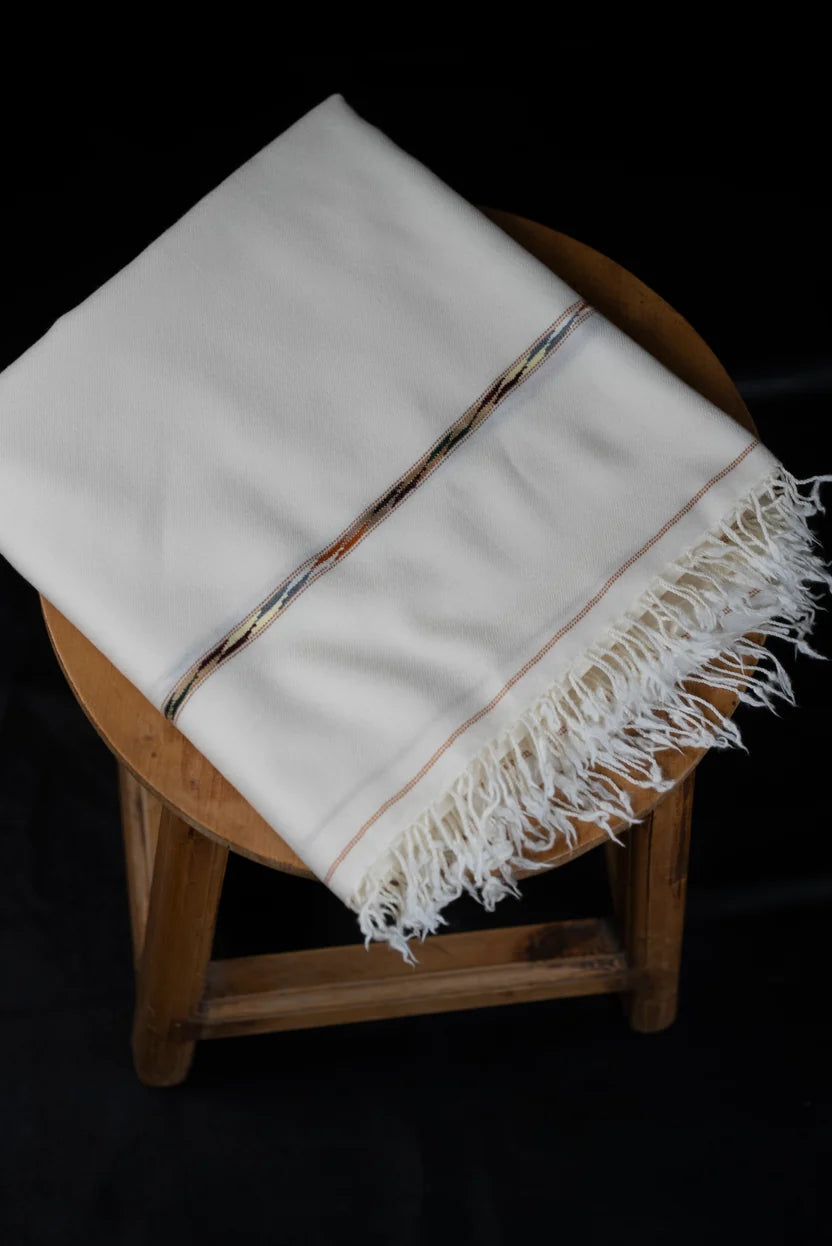 Premium White Wool Shawl for Men